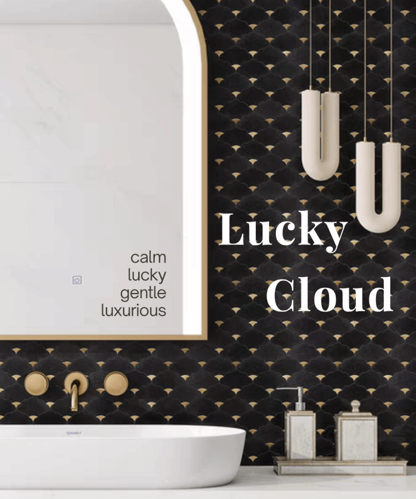 โมเสคหินอ่อน TIMELESS TILES รุ่น LUCKY CLOUD 23.7X29.8 ซม. สีดำ สเตนเลสสีทอง JET BLACK_6